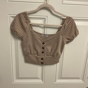 Haley & June plaid cropped top size small.
